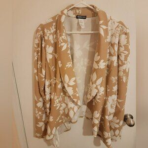Heimish USA Jacket Womens 3X Cardigan Open Floral Holiday Thanksgiving Y2K Tan